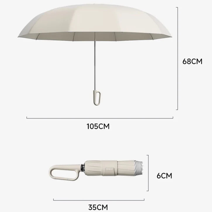 Handige compacte reflecterende paraplu, perfect voor regenachtige dagen en avonden.