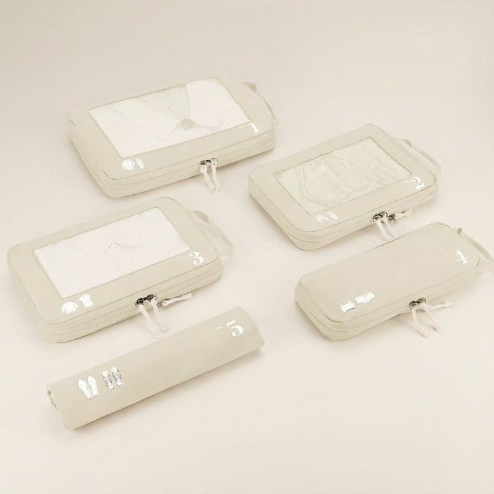 Detailopname van een leeg inpakblokje, benadrukt het lichtgewicht design en de kwaliteit van de bagageorganizers.