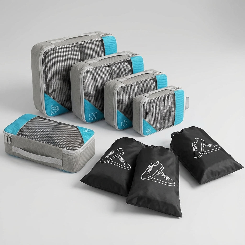 Slimme kofferorganizer set voor efficiënt inpakken. Houd je bagage netjes en georganiseerd tijdens reizen.