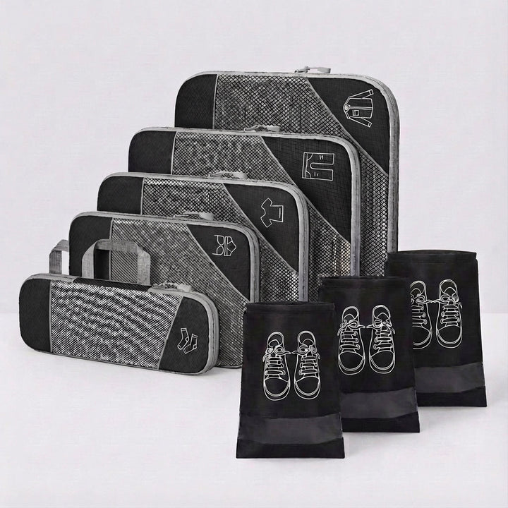 Complete set packing cubes in S, M, L maten. Perfect voor georganiseerd inpakken van verschillende items.