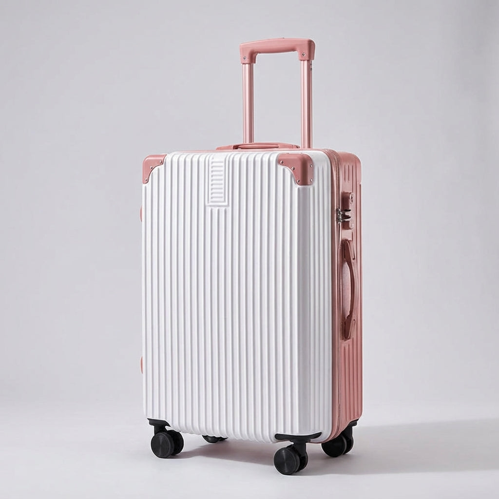 Stijlvolle retro reiskoffer van Casevo met hoekbescherming. Perfecte duurzame trolley voor al je vakantiereizen.