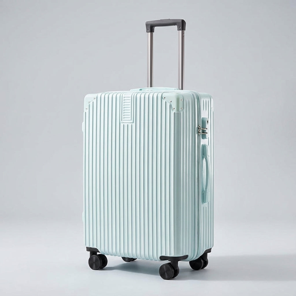 Elegante retro reiskoffer voor zorgeloos reizen; stevige hoekbescherming en handige bagage-indeling.
