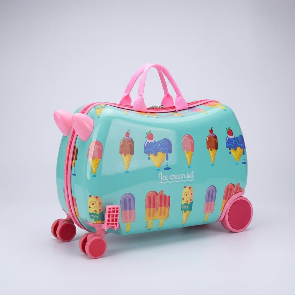 Compacte hardshell kinderkoffer met rijdstoel, ideaal voor kidsavontuur, vakantie en korte trips.