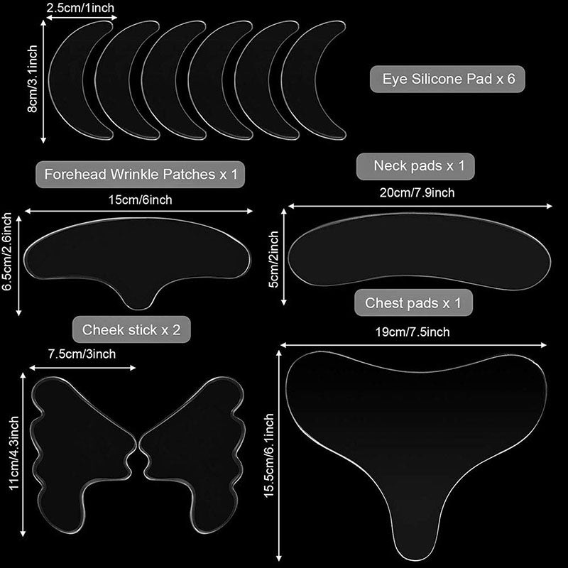 11-delige set rimpelpleisters: voorhoofd, ogen, mond, borst; vermindert rimpels effectief.