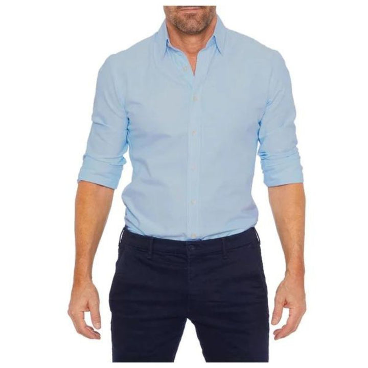 Stijlvol kreukvrij heren overhemd met ritssluiting, verkrijgbaar in diverse effen kleuren.