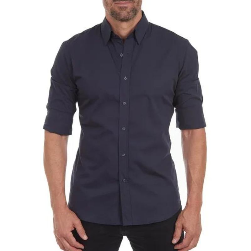 Chique heren blouse, kreukvrij en met slimme rits, perfect voor een dynamische werkdag.