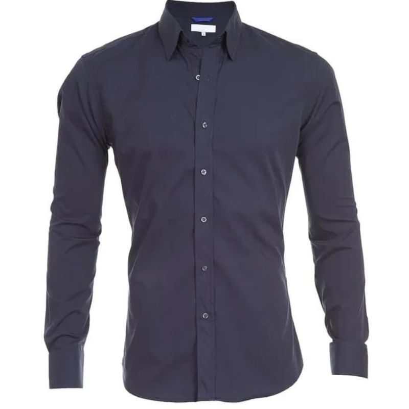 Smart casual heren overhemd met lange mouwen, kreukvrij en subtiele rits voor moderne stijl.