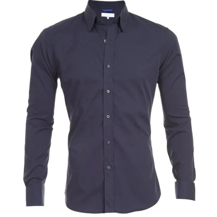 Smart casual heren overhemd met lange mouwen, kreukvrij en subtiele rits voor moderne stijl.