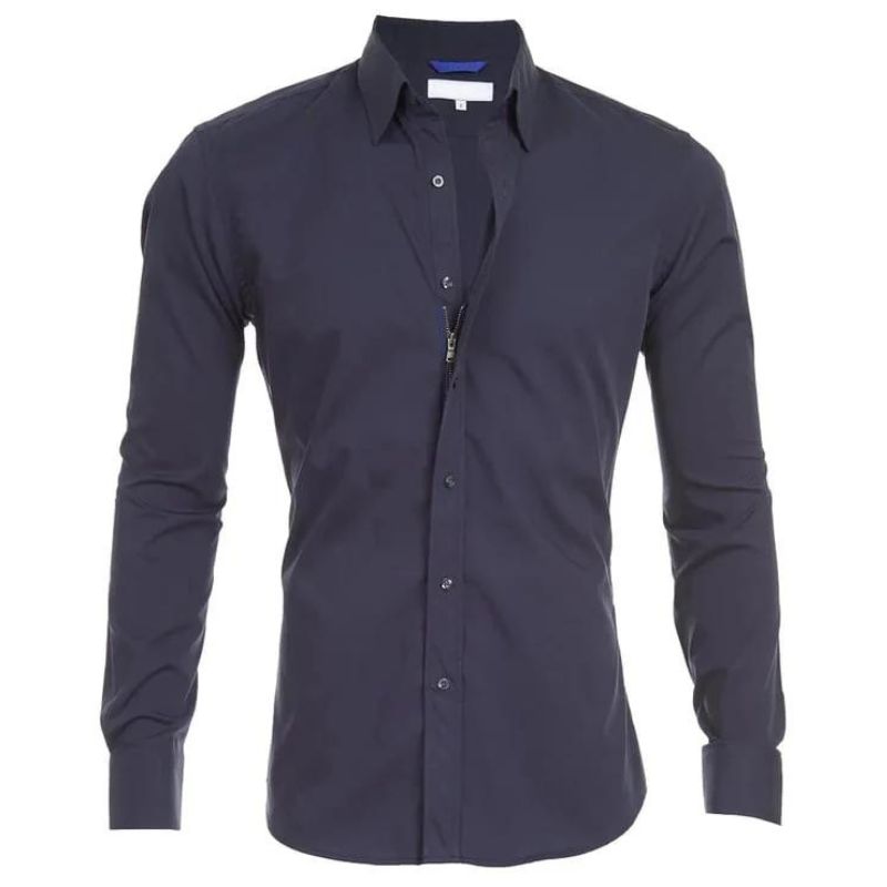 Hoogwaardig kreukvrij heren overhemd, met verborgen rits, voor een gestroomlijnde look.
