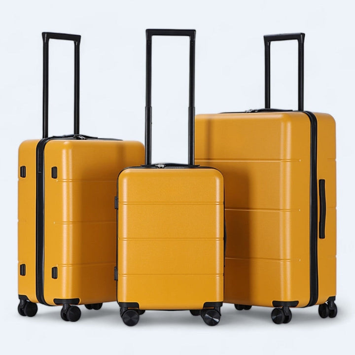 Lichtgewicht hardcase kofferset met 360° draaiwielen en stevig cijferslot.