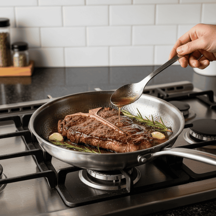 Robuuste koekenpan zonder coating voor inductie en alle kookplaten. Ideaal voor duurzaam en gezond koken.