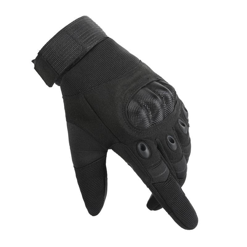 Duurzame legerhandschoenen in zwart, comfortabel en beschermend, perfect voor buitengebruik en intensieve activiteiten.