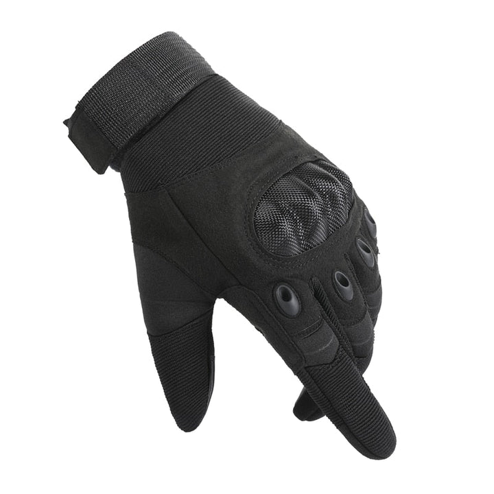 Duurzame legerhandschoenen in zwart, comfortabel en beschermend, perfect voor buitengebruik en intensieve activiteiten.