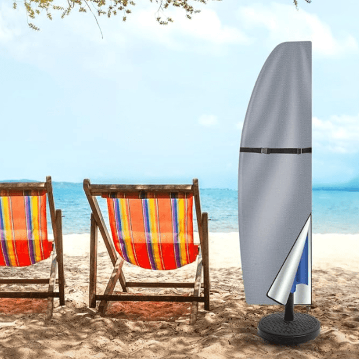 Robuuste parasolhoes van oxfordstof met ritssluiting voor UV-bescherming en waterdichte afdekking van uw parasol.