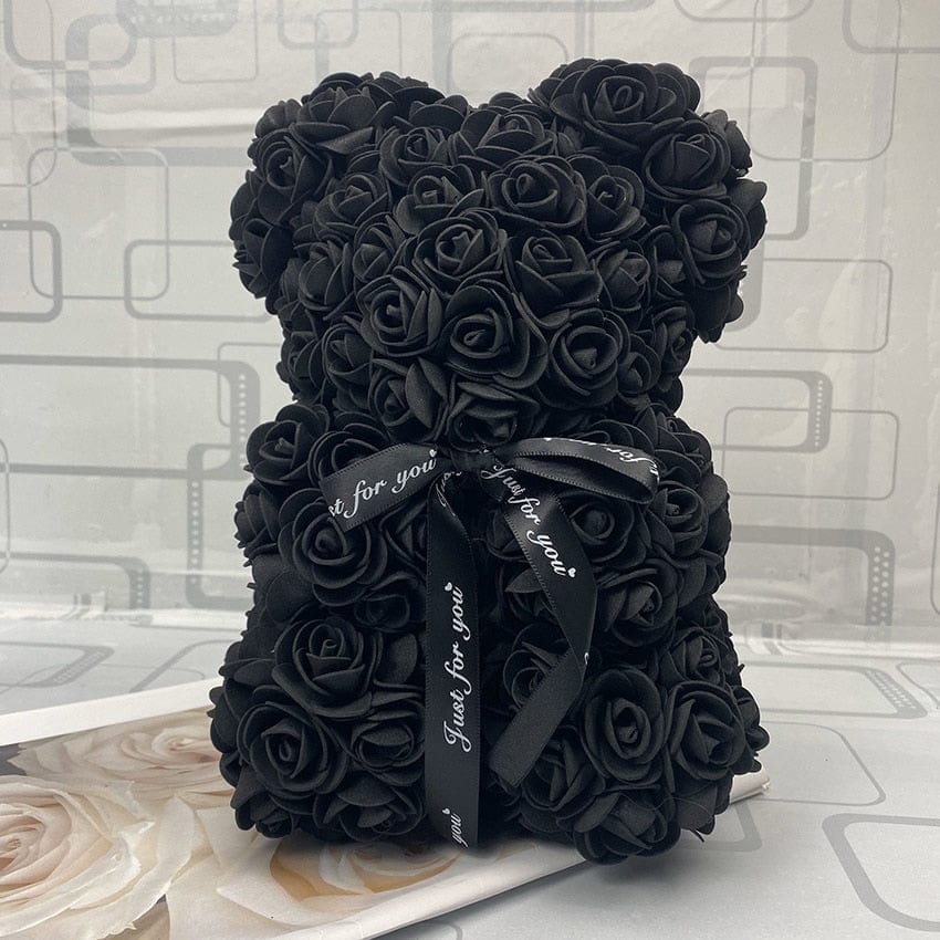 Unieke rozenbeer van kunstmatige eeuwige rozen; een prachtig teken van liefde.