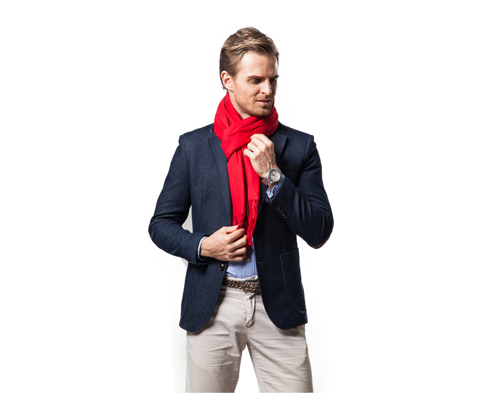 Luxe heren sjaal van rood kasjmier. Tijdloos en stijlvol, een warm cadeau voor de winter.