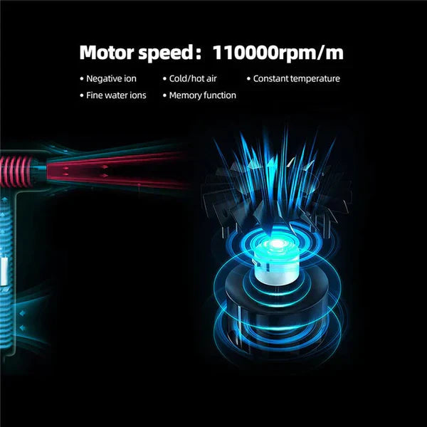 Grijze Velair haardroger met aniontechnologie voor professioneel, snel droog en glanzend kapsel.