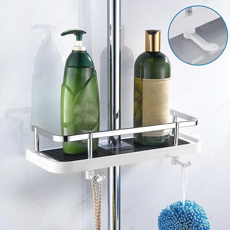 Stijlvolle badkamerplank van RVS voor de douche. Perfecte organisatie zonder boren.