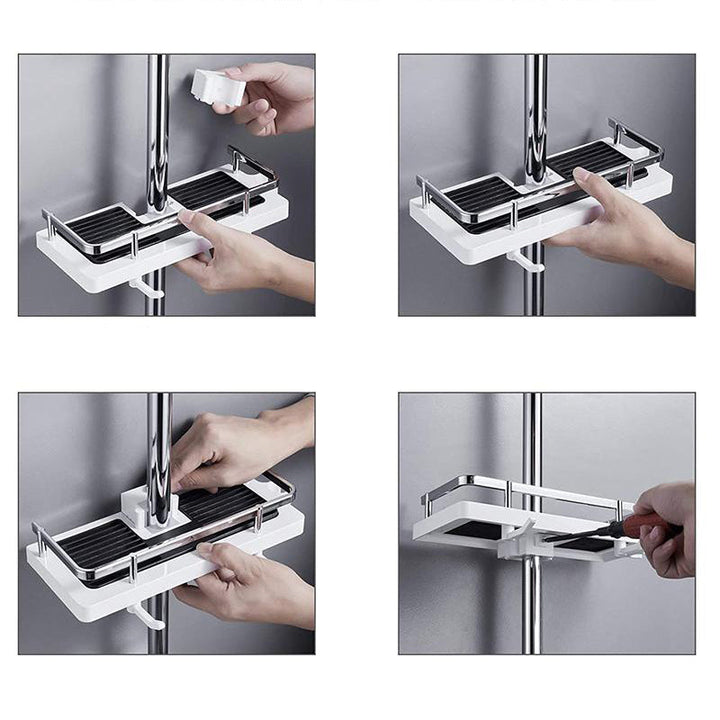 Duurzame roestvrije wandplank voor douche. Ideale opbergplank voor badkameraccessoires zonder boren.