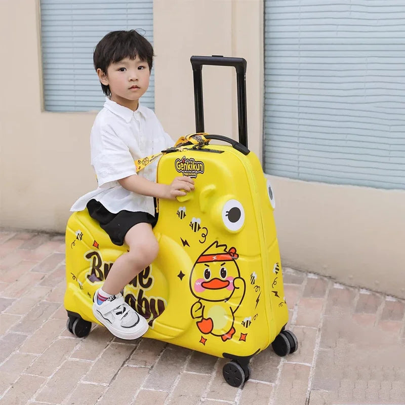Multifunctionele kinderbagage: zitkoffer en scooter in één. De ideale speelgoedkoffer voor lange reizen en vakanties.