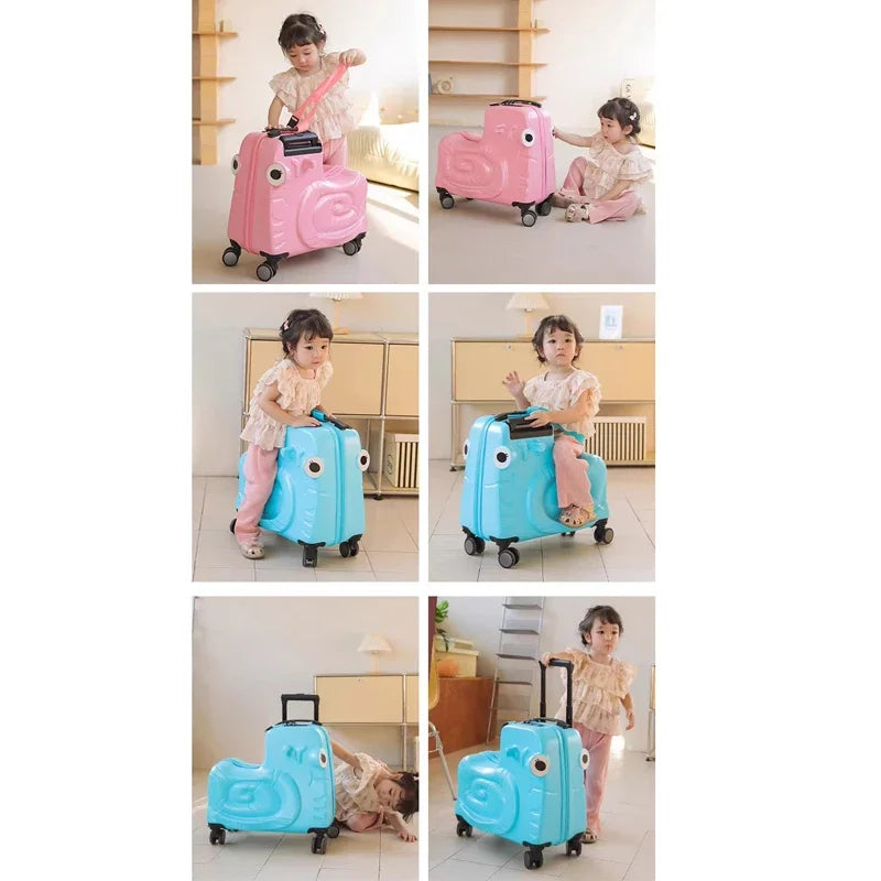 Compacte kinder-scooterzitkoffer, toegestaan als handbagage. Praktische rolkoffer voor vakantie en korte uitstapjes met kids.