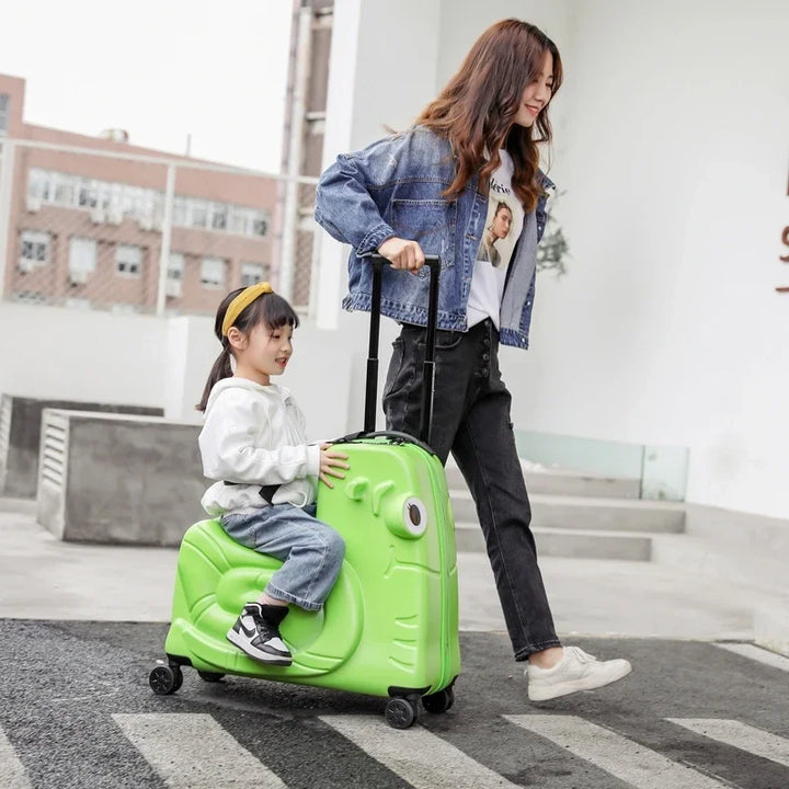 De "Naples" kinderzitkoffer met ingebouwde scooter, perfecte kinderbagage voor op het vliegveld of station.
