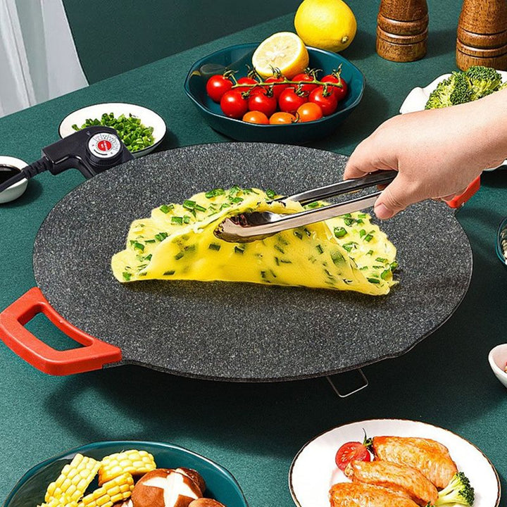 Stijlvolle elektrische binnengrill, perfect voor gezellige avonden en rookvrij koken in de keuken.