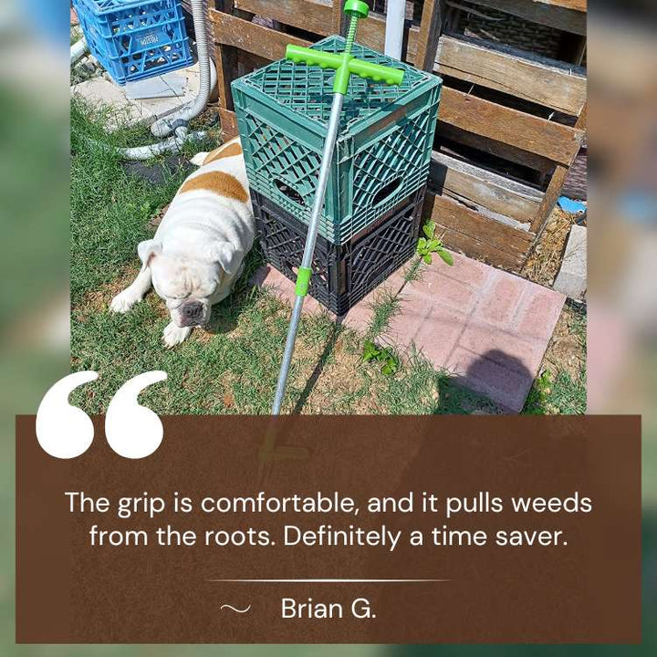 Compleet RootRipper tuingereedschap, essentieel voor een onkruidvrije tuin; ergonomisch en duurzaam tuinieren.