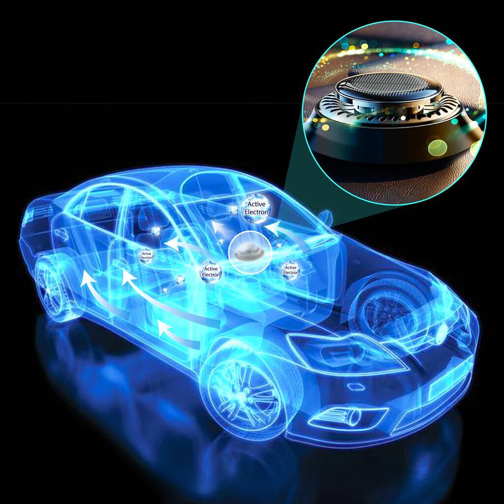 Zonne-energie autoluchtverfrisser met roterend design. Perfecte geurdiffuser voor auto-aromatherapie.