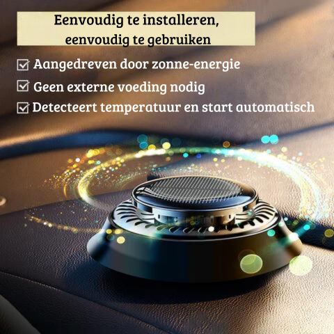 Compacte roterende autoluchtverfrisser, aangedreven door zonne-energie. Zorgt voor een langdurig frisse auto.