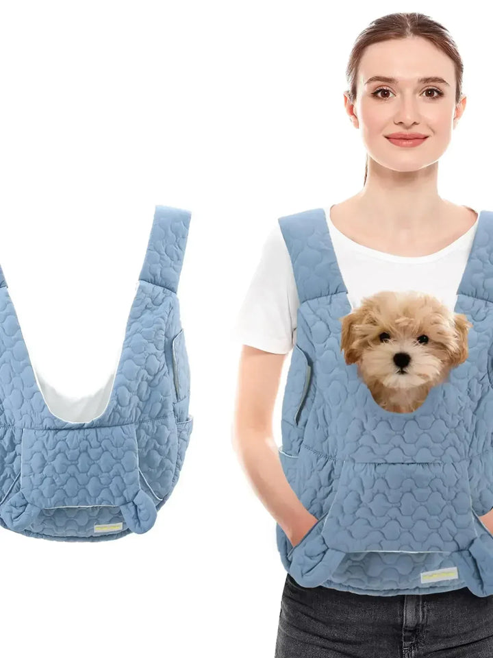 Ergonomische RoverRug XL hondendraagtas met verstelbare banden. Gemakkelijk en comfortabel dragen van je huisdier.