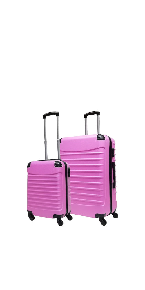 Roze 2-delige hardcase kofferset Palermo voor stijlvol en duurzaam reizen. Perfect voor handbagage & check-in.