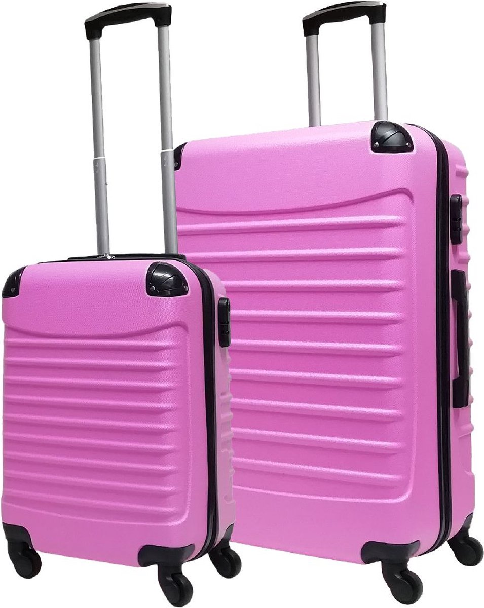 Stijlvolle roze hardcase kofferset (2-delig) voor al je reisbagage. Robuust & duurzaam voor elke vakantie.