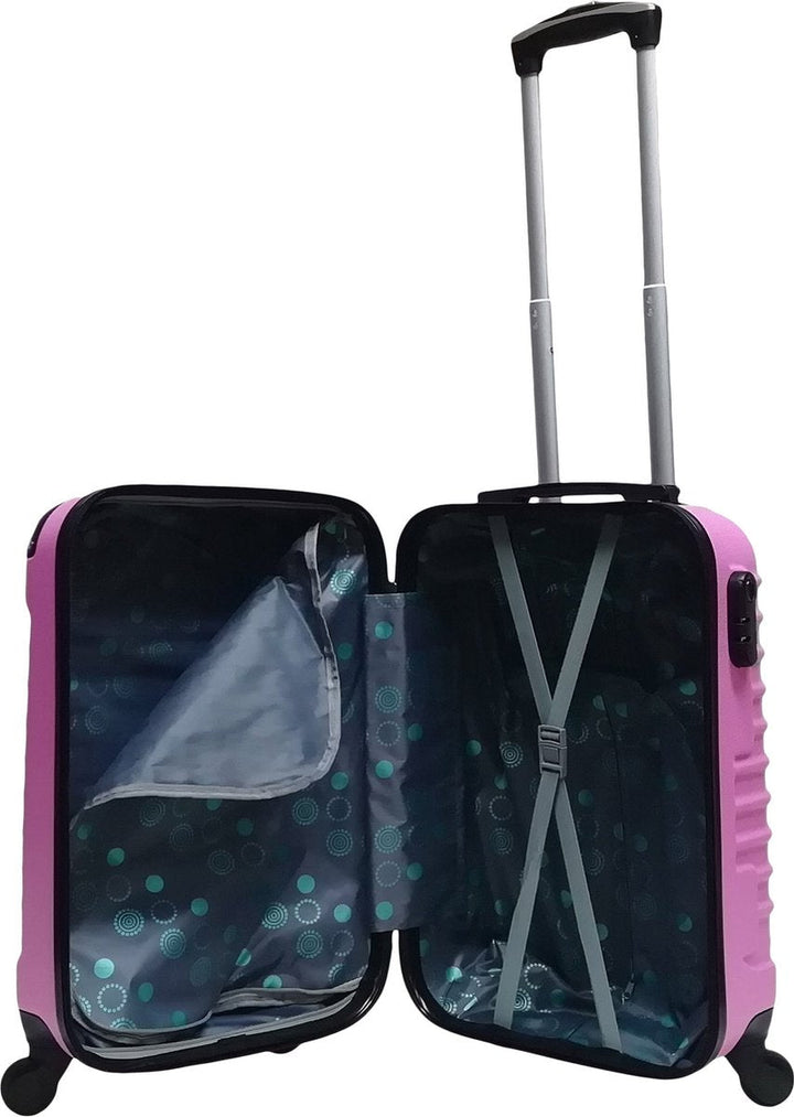 Duurzame roze hardcase bagageset (2 koffers) voor zorgeloos reizen. Perfect voor vakantie en lange trips.