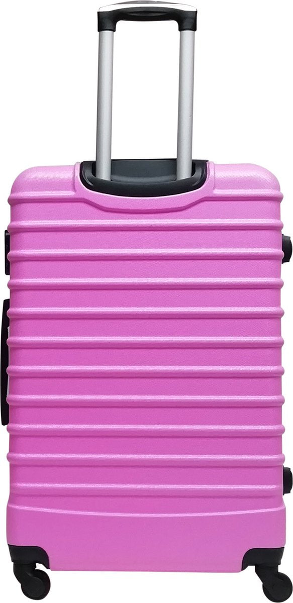 Complete roze hardcase reiskofferset (2 stuks) voor duurzaam en comfortabel reizen. Handig en sterk.