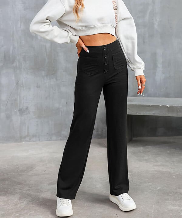 Lichtblauwe elegante high-waisted damesbroek. Wide leg chino voor ultiem comfort en stijl.