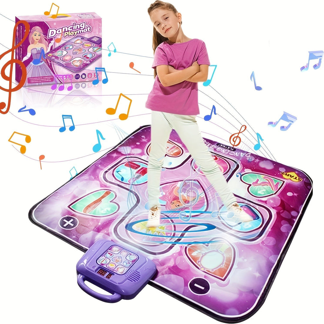Roze interactieve dansmat voor kinderen met scorefunctie, stimuleert beweging en ritme.