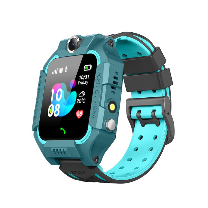 Kinder smartwatch met ingebouwde camera, GPS-tracker, belfunctie en SOS-knop voor noodsituaties.