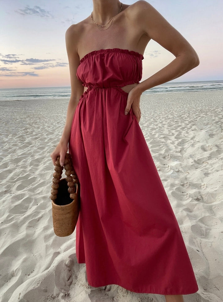 Roze mouwloze bohemian chic damesjurk met losse pasvorm, ideaal voor zomer en casual comfort.