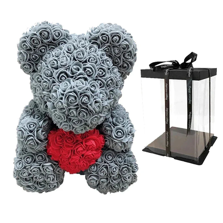 Schattige rozenbeer knuffel, een handgemaakte beer van rozen voor een speciaal iemand.