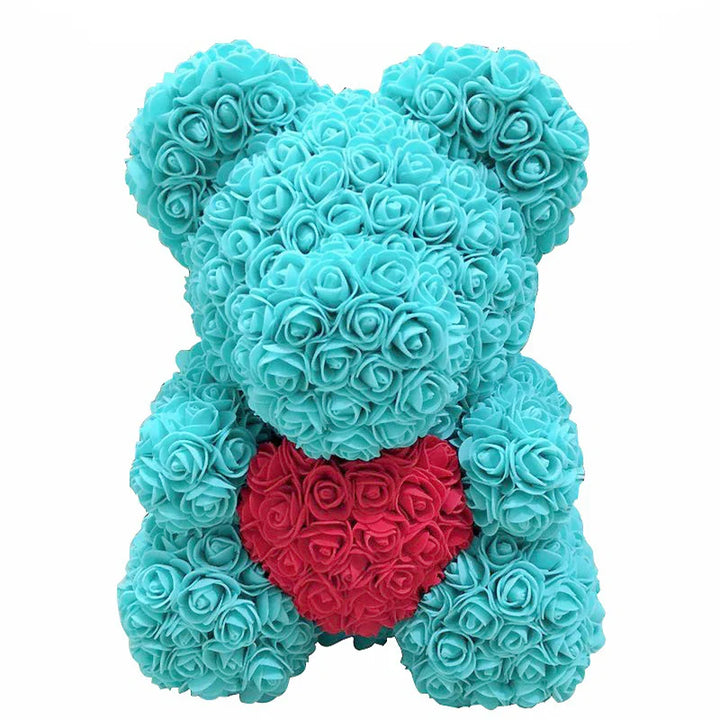 Speciaal rozenbeer cadeau: een handgemaakte knuffel van rozen voor blijvende genegenheid.