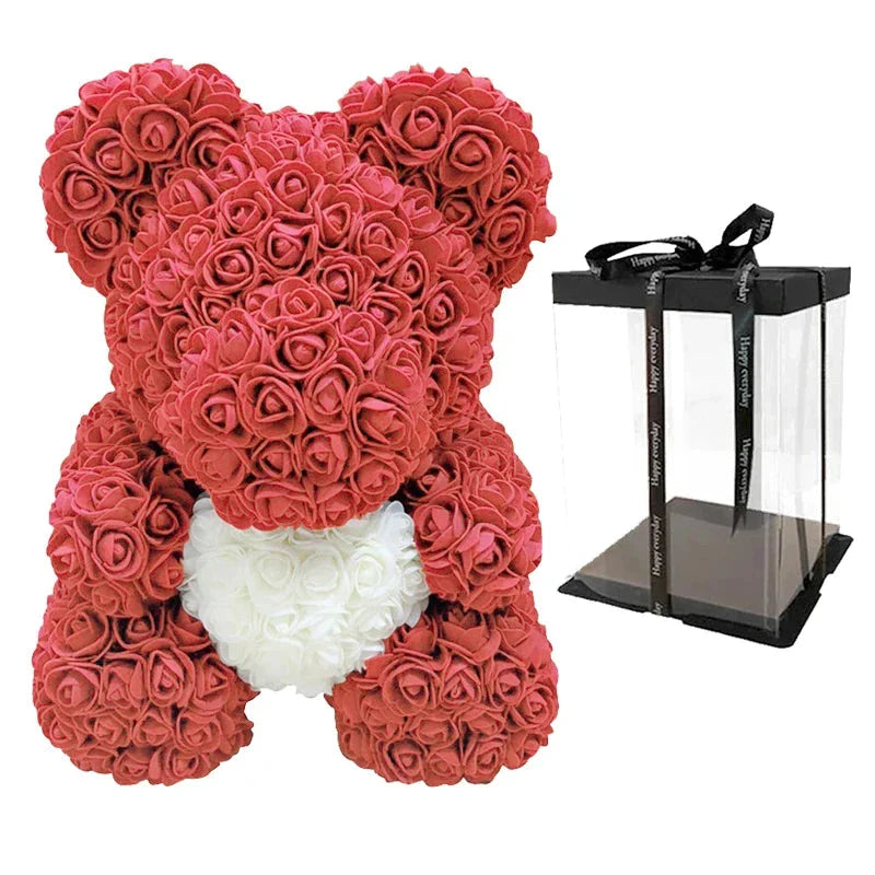 Deze rozenbeer knuffel van rozen is een tijdloos teken van liefde, perfect voor een huwelijk.