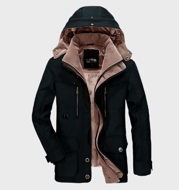 Zwarte heren winterparka met comfortabele pasvorm