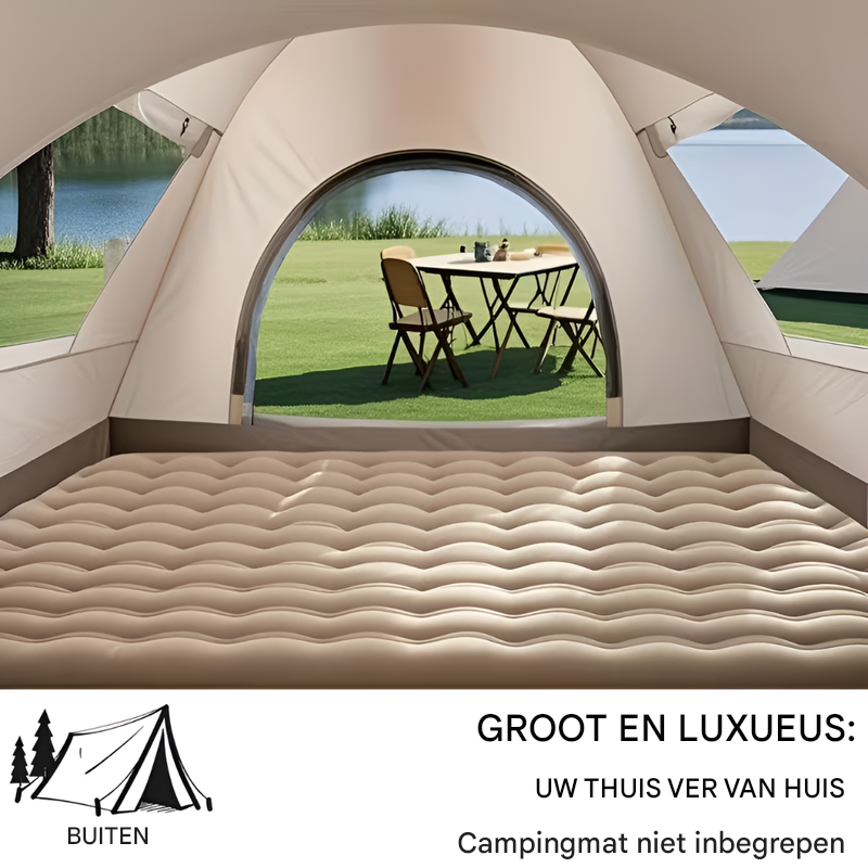 Compacte, draagbare campingtent, snel op te zetten en eenvoudig mee te nemen voor elk buitenavontuur.