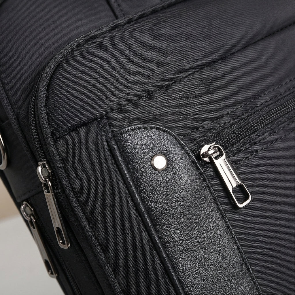 Stijlvolle canvas werktas 'UrbanBrief' met ruime opbergruimte voor laptop en documenten, perfect voor organisatie.