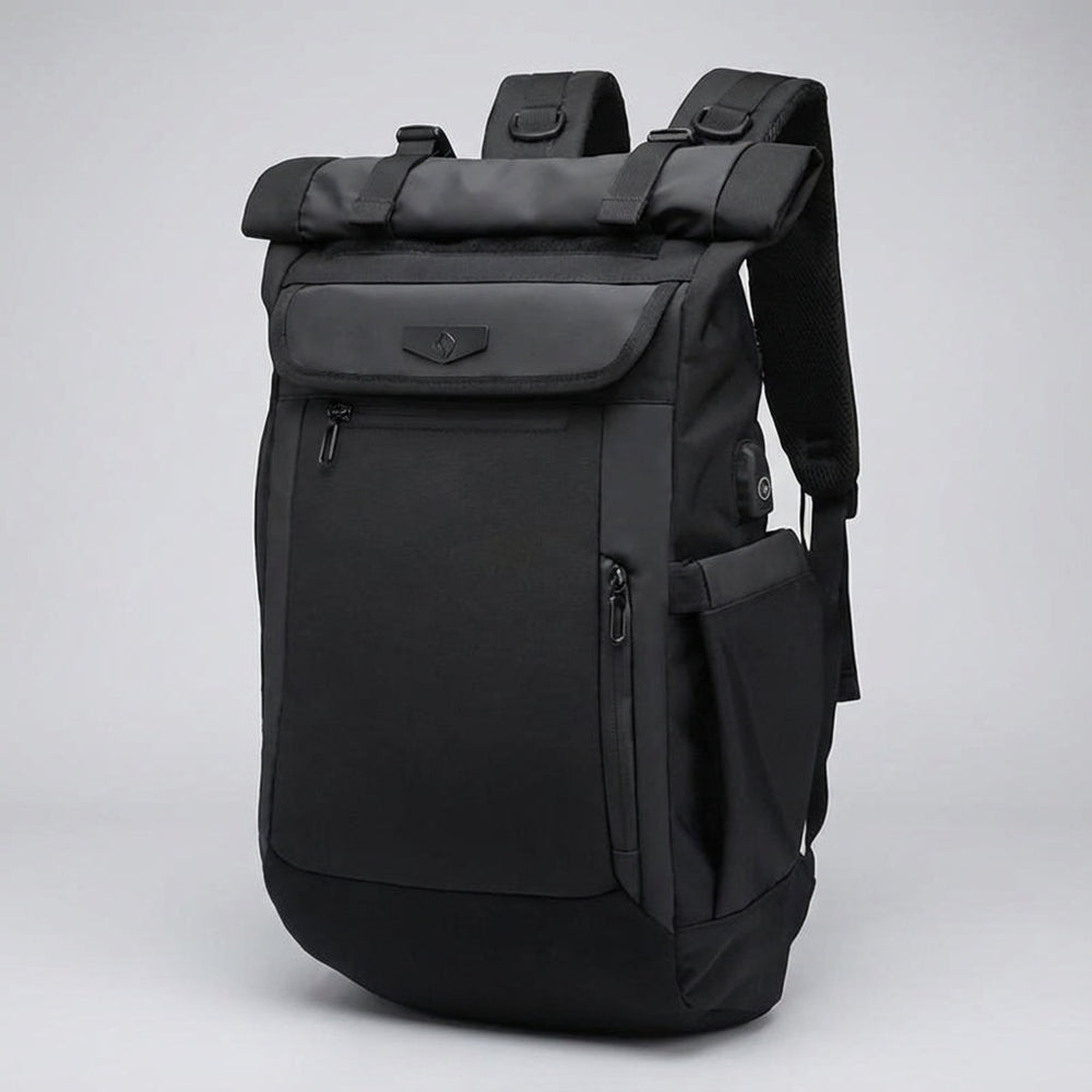 Grote capaciteit rolltop rugzak, waterdicht en duurzaam, perfect als schooltas, reistas of pendelen.