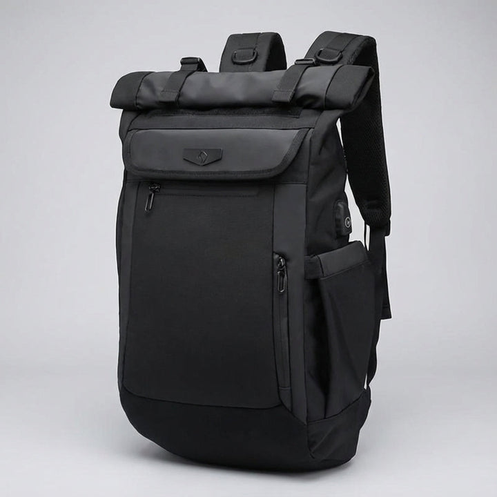 Grote capaciteit rolltop rugzak, waterdicht en duurzaam, perfect als schooltas, reistas of pendelen.