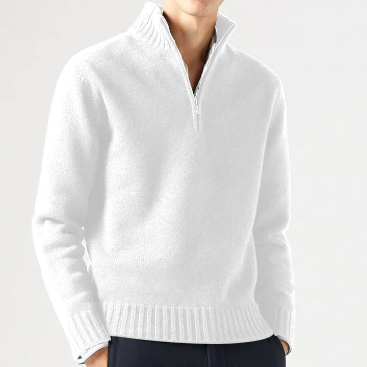 Heren trui met turtleneck en rits in regular fit