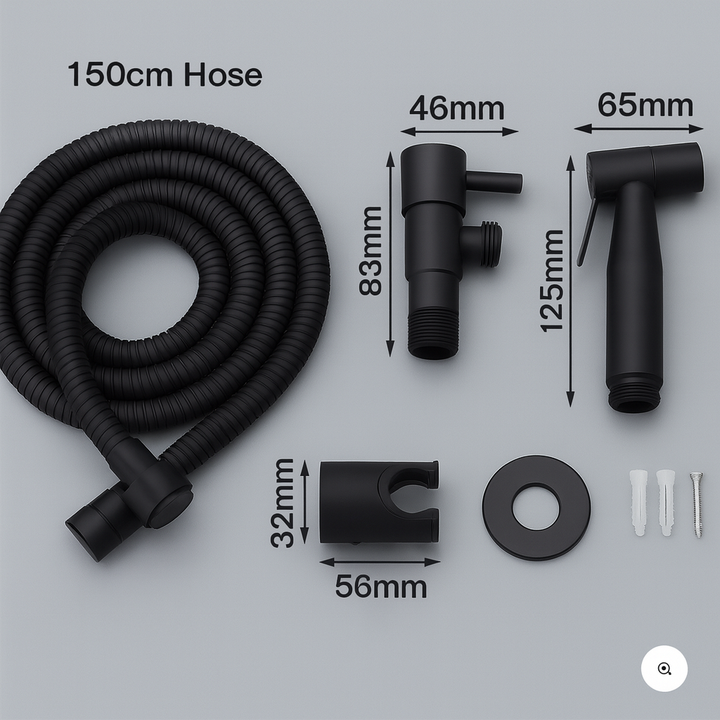 Duurzame RVS handbidet sproeier in zilver. Perfect toiletaccessoire voor persoonlijke hygiëne in de badkamer.