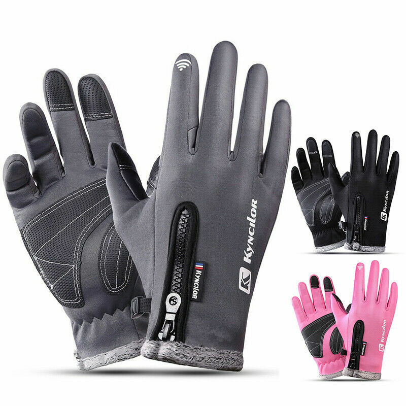 Grijze unisex touchscreen handschoenen met rits en antislip details